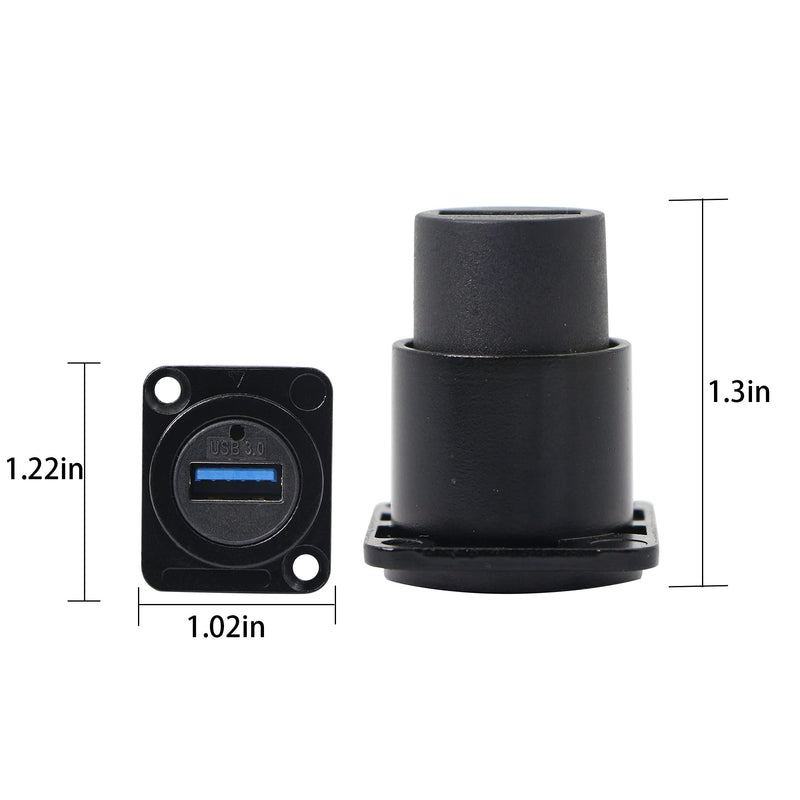  [AUSTRALIA] - QIANRENON USB 3.0 D Panel Mount Solderless Connector, USB 3.0 Female to Female Coupler Socket Panel Mount Pass Through Adapter Super Speed Up to 5Gbps Audio Video etc Equipment,Black