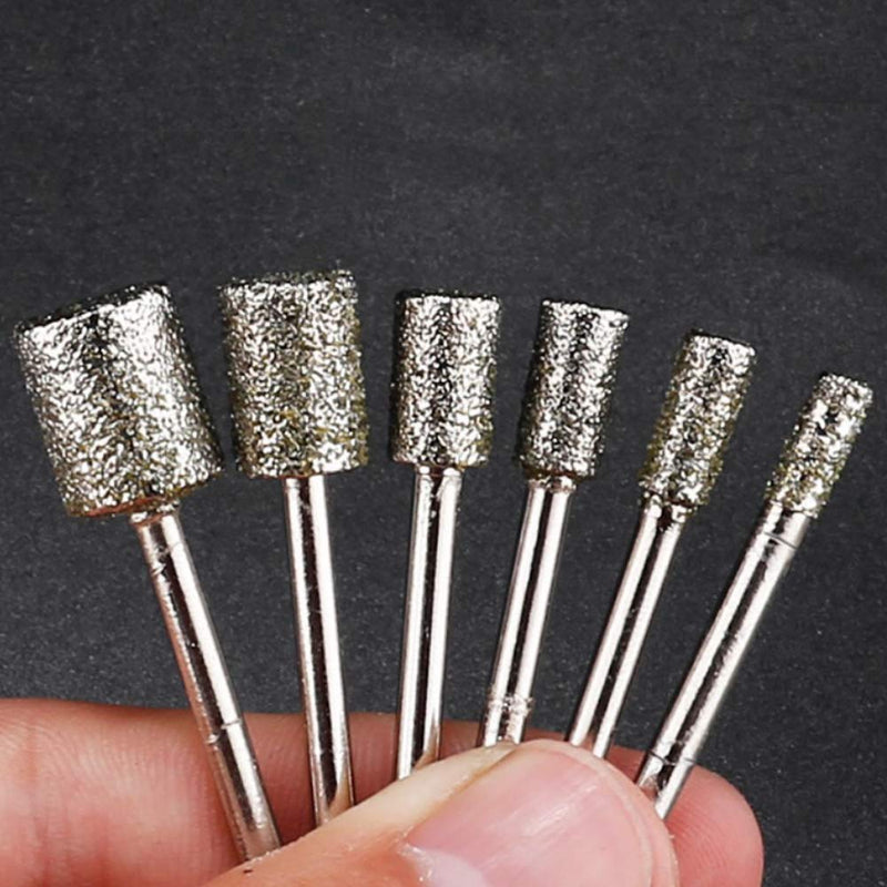 60 Grit Grinding Bit Sets, 1/8" Shank Diamond Coated Cylinder Head Rotary Grinding Burrs 3mm 4mm 5mm 6mm 8mm 10pcs cylinder-shaped - LeoForward Australia