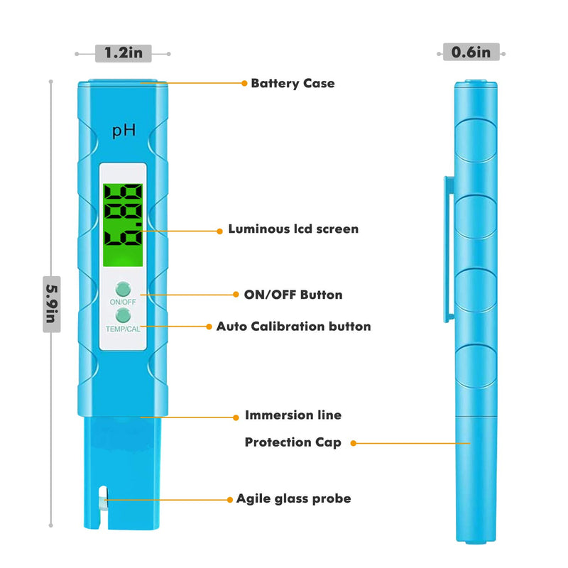 ph Tester Digital, Ph Meter for Water Hydroponic Aquarium Laboratory (Blue) blue - LeoForward Australia