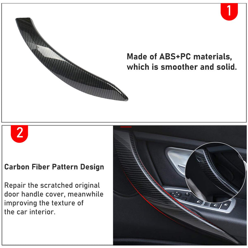 Jaronx ABS Carbon Fiber Pattern Door Handle Outer Cover Replacement for BMW 3 /4 Series,Right Side Passenger Inner Door Handle Cover for BMW 3’ F30/F31 2012-2018 and BMW 4’ F32/F33 2014-2017 (Right) Right Side - LeoForward Australia
