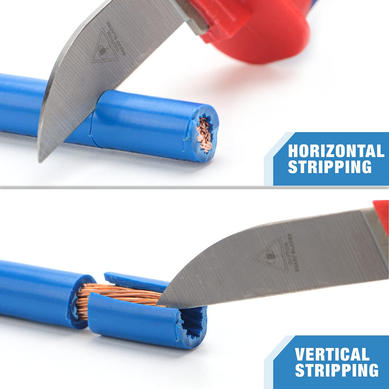  [AUSTRALIA] - iCrimp Utility Knife for Cable Skinning, Wire Insulation Dismantling Knife, 2-Pack Insulated Electricians Cable Stripping Knives, Fixed Blade