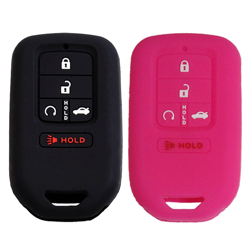  [AUSTRALIA] - Keyless4U 2Pcs Silicone Key Fob Full Case Cover Protector Remote Skin for A2C81642600 2015 2016 2017 2018 2019 Honda Accord Civic CR-V CRV Pilot EX-L Touring Premium 5 Buttons Smart Key (Black Rose)