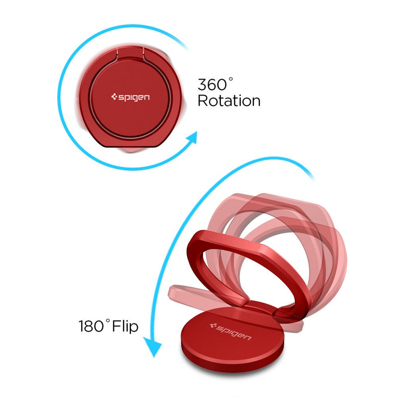 Spigen Style Ring 360 Cell Phone Ring/Phone Grip/Stand/Holder for All Phones and Tablets Compatible with Magnetic Car Mount - Red - LeoForward Australia