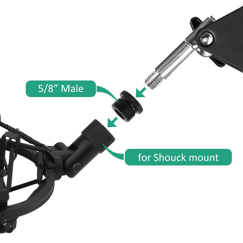  [AUSTRALIA] - Metal Mic Stand Adapter Slotted Screw 3/8 Female to 5/8 Male 2 Piece for Microphone Stand such as Blue Yeti, Yeti Pro, Blue Yeti X, Blue Snowball, Razer Seiren X, Razer Mini by Rigych (Black) 3/8-5/8_Slot