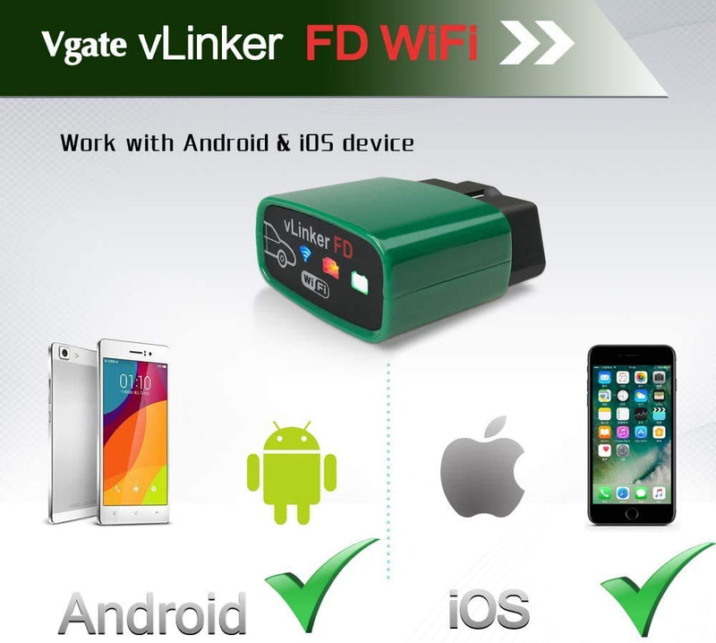 TONWON Vgate vLinker FD OBDII WiFi OBD2 Diagnostic Scanner/Scan Tool OBD Device for iOS, Android & Windows (Wi-Fi) - LeoForward Australia