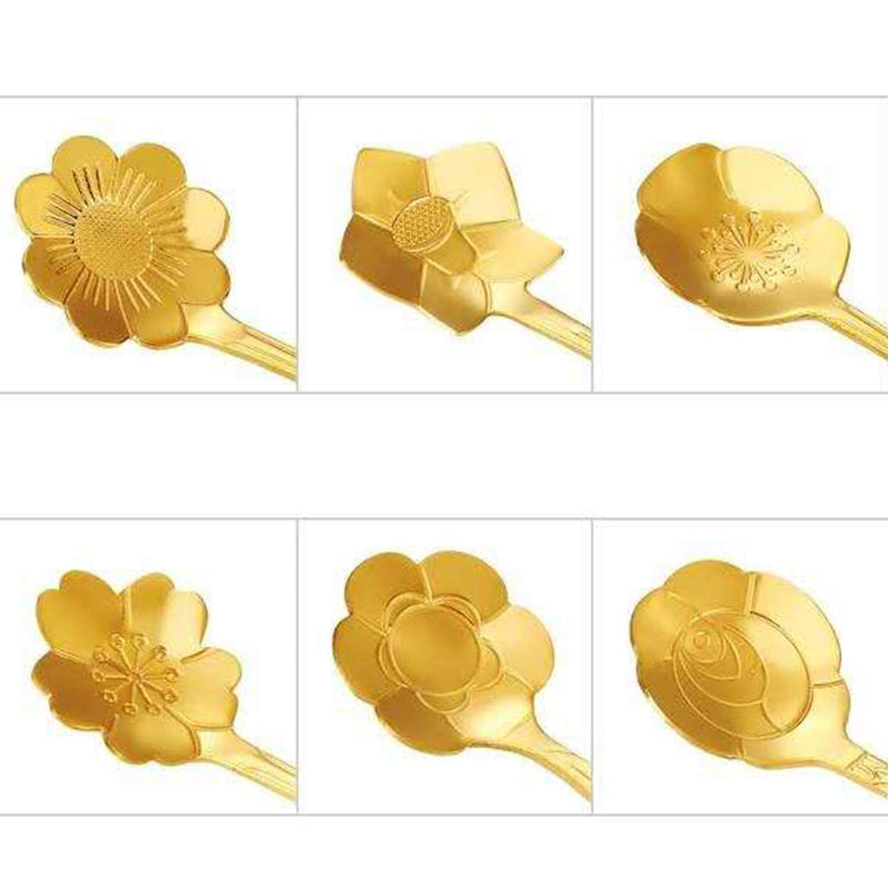  [AUSTRALIA] - Stainless Steel Creative Flower Coffee Spoon Soup Spoons Sugar Spoons, Ice-Cream Tea Stirring Spoons 4.8 Inches Retro Dessert Demitasse Espresso Spoons Cutlery Kitchen Tableware-Set of 12 Gold,Style 1