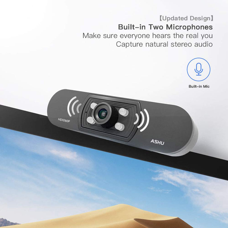 [AUSTRALIA] - 1080P Webcam with Microphone, Full HD Computer Webcam USB Desktop Camera for Pc Laptop Compatible with Windows, Android for Video Conferencing, Online Classes, Gaming, Video Chat