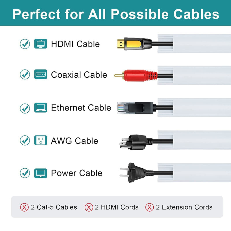  [AUSTRALIA] - ZhiYo 4ft Floor Cable Cover, White & 85in Corner Cable Concealer Bundle