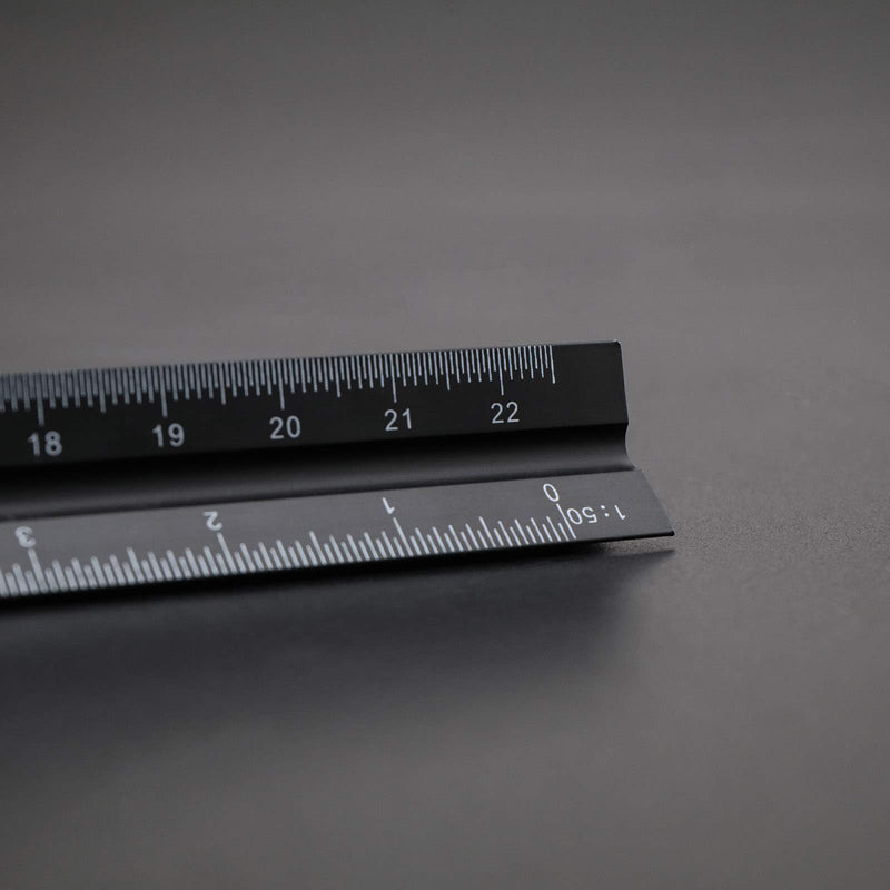 Triangular Scale Ruler 30cm Black Aluminum Alloy Metric Ruler 1:20 1:25 1:50 1:75 1:100 1:150 for Architect Drafting Engineer Measuring Tools - LeoForward Australia