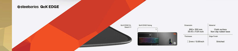  [AUSTRALIA] - SteelSeries QcK Edge - Cloth Gaming Mouse Pad - stitched edge to prevent wear - optimized for gaming sensors - size XL