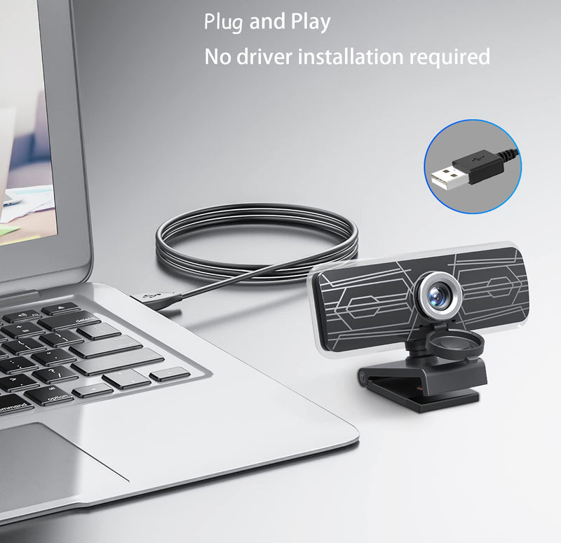  [AUSTRALIA] - 1080P Webcam with Dual Microphones & Privacy Cover, Adjustable FHD USB Computer Camera, Noise Reduction PC Web Cam for Windows/Mac OS, Video Streaming, Recording, Conference, Online Class