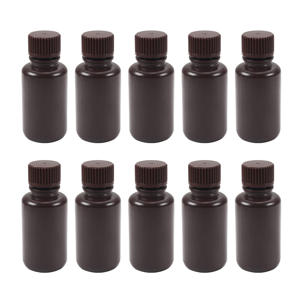  [AUSTRALIA] - Othmro 10pcs Plastic Lab Chemical Reagent Bottles, 50ml/1.7 oz Small Mouth Liquid/Solid Round Sample Storage Containers Sealing Bottles with Cap Brown 50ml Brown Small Mouth Color Brown 10pcs