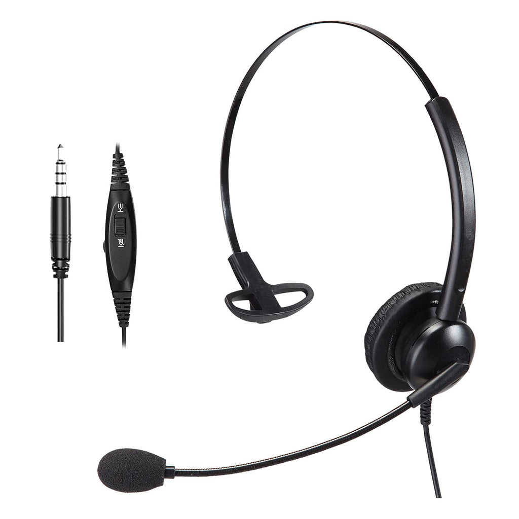 [AUSTRALIA] - Cell Phone Headset with Microphone Noise Canceling & Mic Mute Volume Control, Wired Mono 3.5mm PC Headset for iPhone Samsung iPad Laptops MAC Office Call Center Skype Conference Chat Comfortable Mono BNG308SQD007