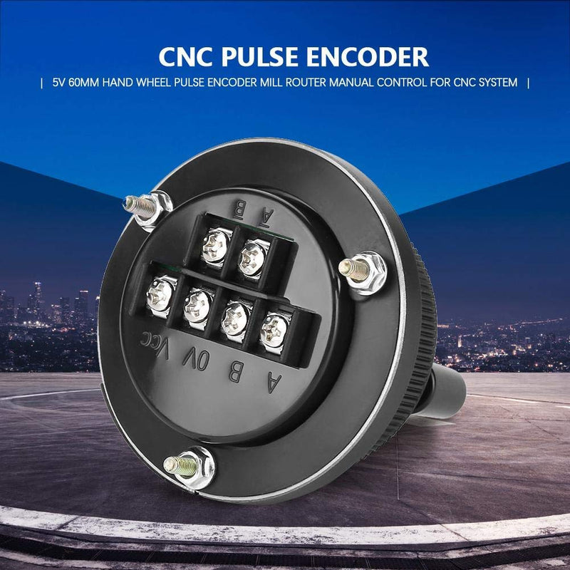  [AUSTRALIA] - CNC Handwheel 100PPR 6 Terminal Clamps Electronic Handwheel Pulse Generator Handwheel 60mm Encoder 5V for CNC System(black) black