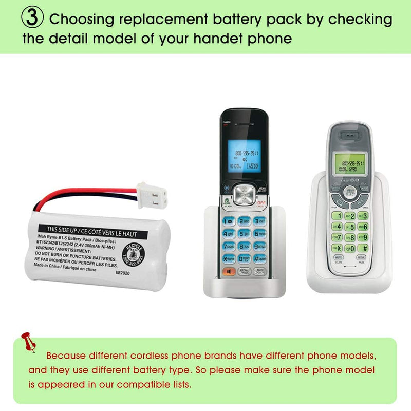  [AUSTRALIA] - iMah BT162342/BT262342 2.4V 300mAh Ni-MH Cordless Phone Battery Pack, Also Compatible with BT183342/BT283342 AT&T EL52351 TL90070 VTech CS5119 DS6511 DS6722 LS6305 Handset, 4-Pack