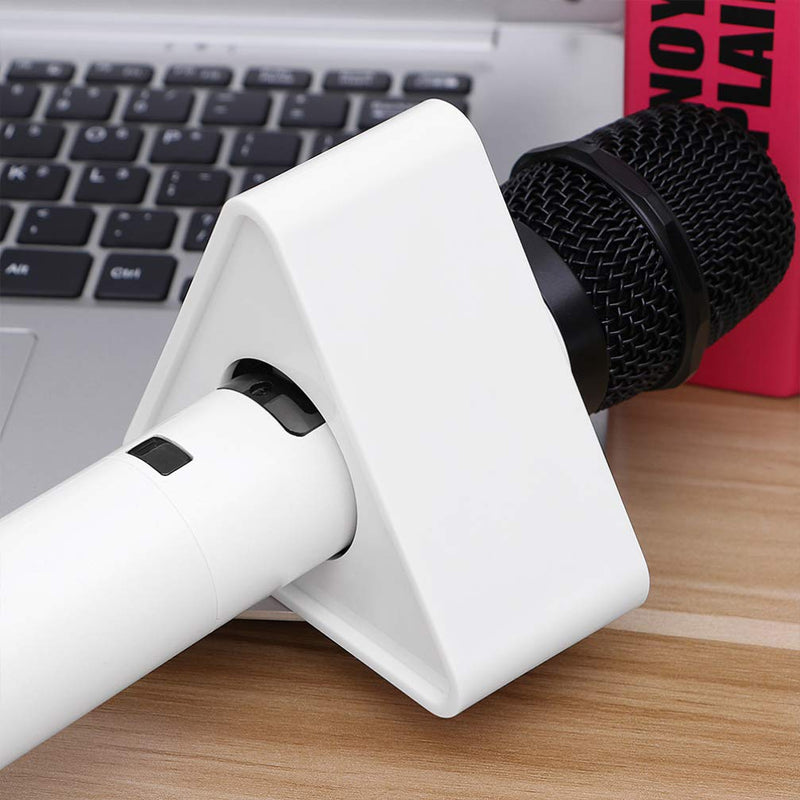  [AUSTRALIA] - NUOBESTY Microphone Flag Station - 2 pcs Portable White ABS Injection Molding Triangular Interview Mic Microphone Logo Flag Station