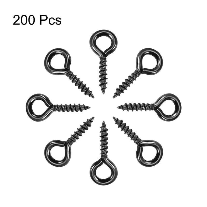 uxcell 0.06"x0.5" Screw Eye Hooks Self Tapping Screws Screw-in Hanger Eye-Shape Ring Hooks Black 200pcs 0.5" - LeoForward Australia