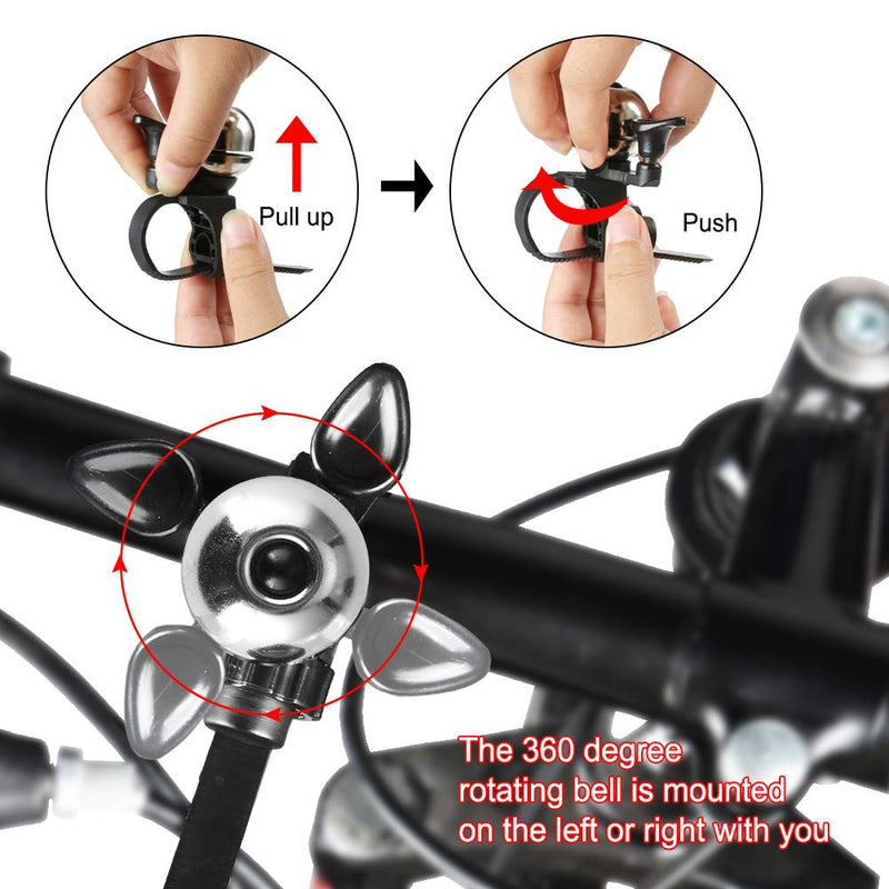 Accmor Classic Bike Bell, Adjustable Bicycle Bell, Universal Bike Bell,Loud Crisp Clear Sound Bicycle Bike Bell for Adults Kids silver - LeoForward Australia