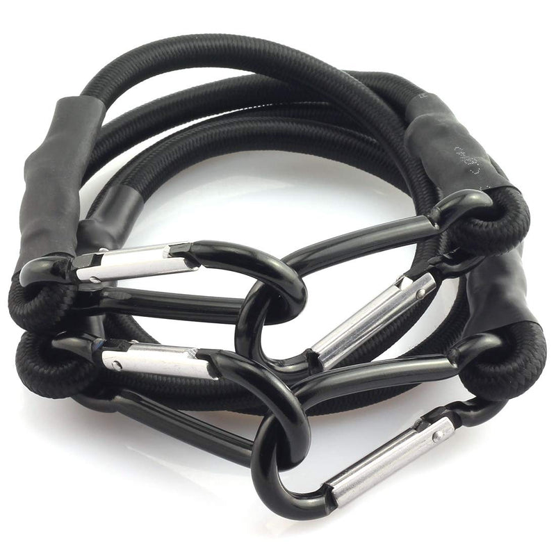  [AUSTRALIA] - HJ Garden 2pcs 8mm x 60cm Bungee Cord with Carabiner Hook Heavy Duty Straps 2 Climbing Hooks Strong Elastic Rope Shock Cord Tie Down Set(Black) 8mmx60cm Black