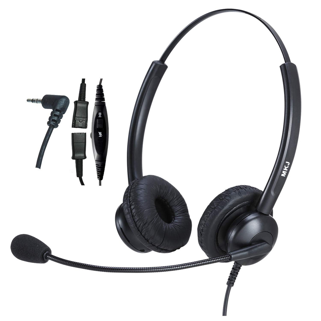  [AUSTRALIA] - MKJ Telephone Headset with Microphone Noise Cancelling Wired 2.5mm Call Center Headset for Office Phone Panasonic KX-TGF380M KX-TG6534 KX-TG9541 KG-TGEA20 Cisco 303 508G 525 Uniden AT&T Vtech