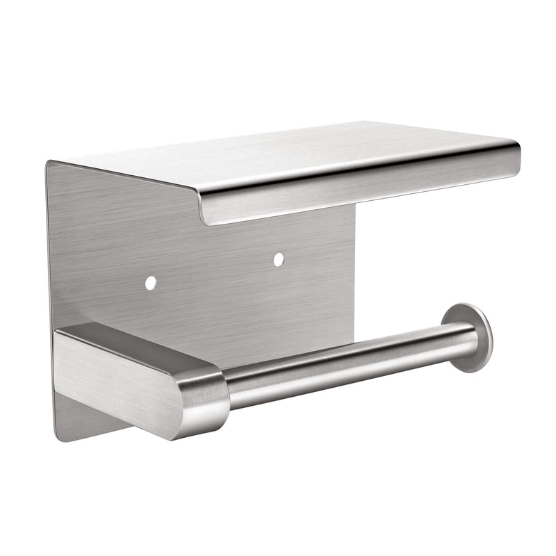  [AUSTRALIA] - Toilet Paper Holder with Shelf [2022 Upgrade], Toilet Paper Roll Holder with Shelf, Adhesive No Drilling or Wall-Mounted with Screws – Stainless Steel Brushed Nickel Silver