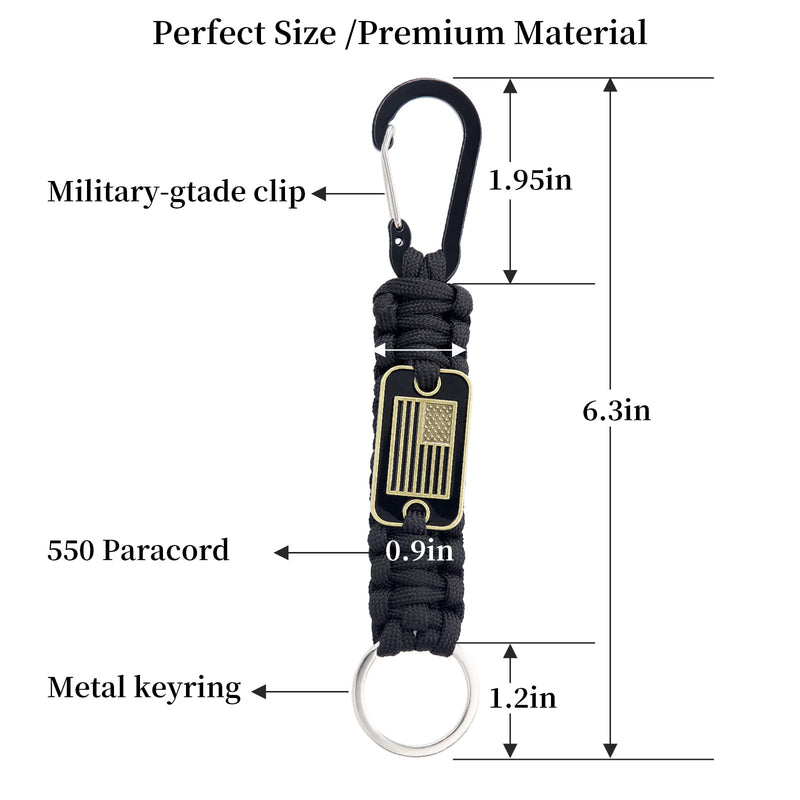  [AUSTRALIA] - Paracord Keychain with USA Flag, Keychain with Carabiner,Necklace Keychain Wrist Strap Parachute Rope for Outdoor Activities, Camping, Camera, Wallet and Keys Neck Lanyard