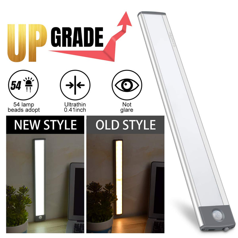 30-LED Motion Sensor Cabinet Light,Under Counter Closet Lighting, Wireless USB Rechargeable Kitchen Night Lights,Battery Powered Light,Uniform Light for Wardrobe,Cabinet,Cupboard（Warm Light）-2Pack Silver-warm White Light 7.8inch-30LED - LeoForward Australia