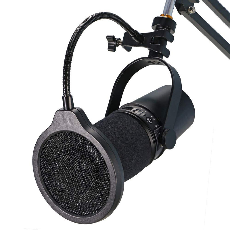  [AUSTRALIA] - MV7 Microphone Pop Filter Mask Shield For Shure MV7 Mic, 4 Inch 3 Layers Windscreen with Flexible 360°Gooseneck Clip by SUNMON