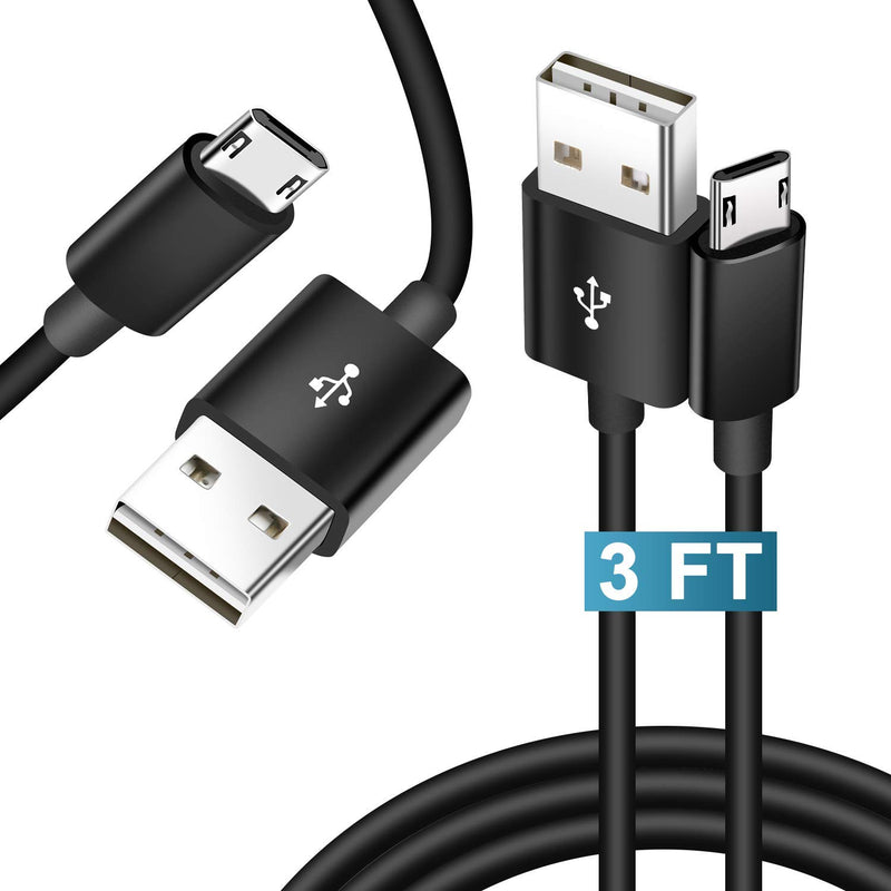 3 FT Micro USB Cable Android Charger, FLEAVER 2 Pack Reversible Fast Charging Cord Compatible with Samsung Galaxy S7 S6 J7 Edge Android Phones (Black) Black - LeoForward Australia