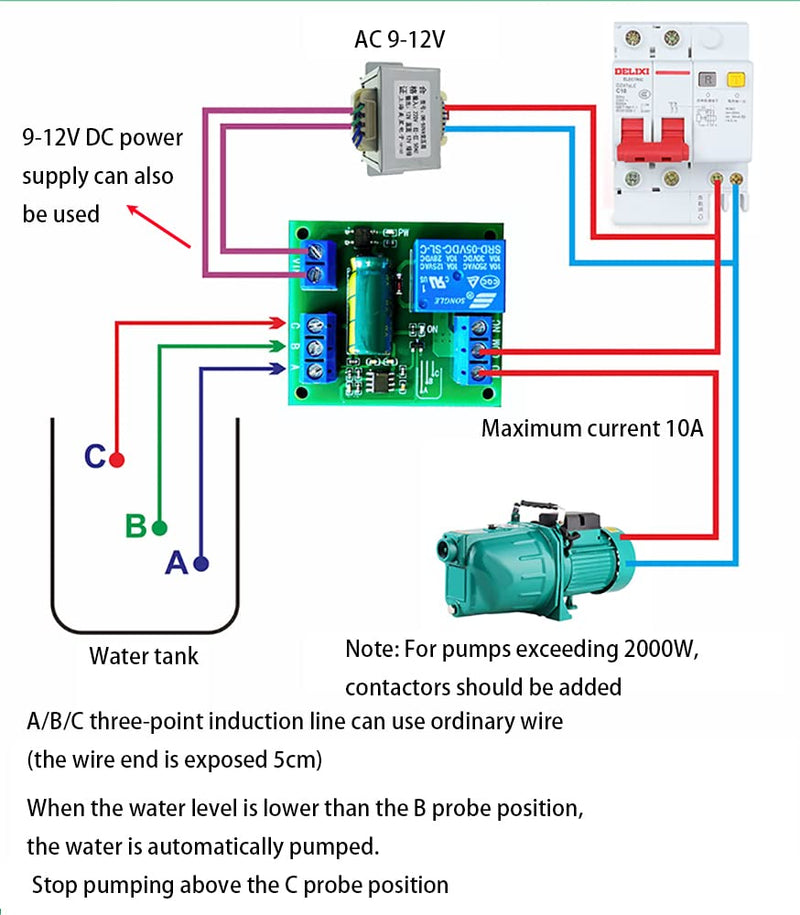 [AUSTRALIA] - Automatic Liquid Level Sensing Control Module 12V Water Tower Water Tank Water Level Water Pump Control Module DC12V