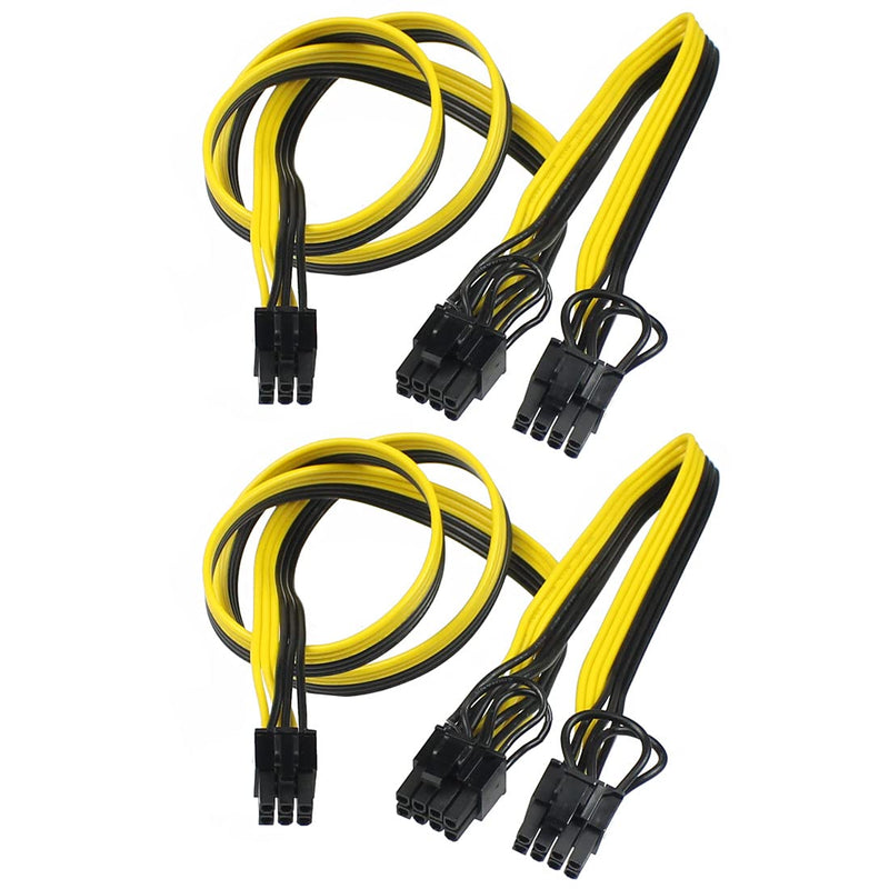  [AUSTRALIA] - JMT 2 Pack 6 Pin Male to Dual 8 (6+2) Pin Male PCI Express Power Adapter Extension Cable for Graphics Card Module Line 18AWG 6P to Dual 8p Splitter Ribbon Cable