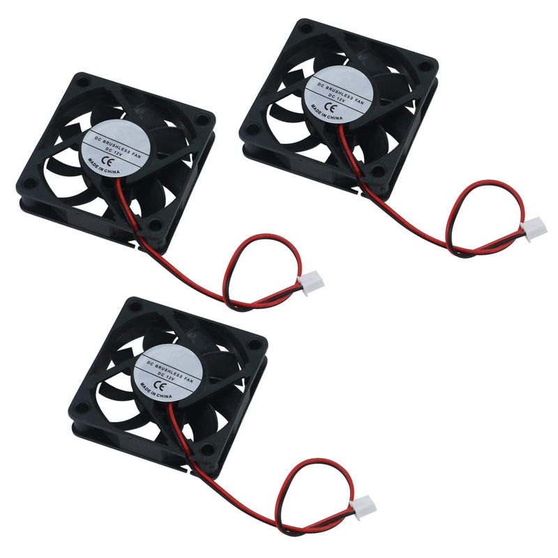  [AUSTRALIA] - Antrader 3-Pack 60mm x 60mm x 15mm 6015 12V Brushless DC Cooling Fan 2pin for DIY 3D Printer Extruder Humidifier 60x60x15mm