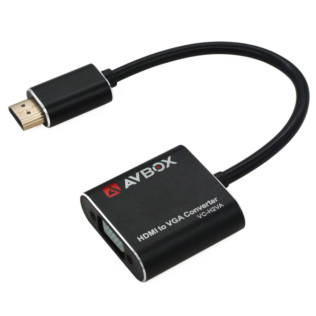  [AUSTRALIA] - AVBOX HDMI to VGA Adapter/Converter (Male to Female) ,Full 1080p,with Audio, Aluminum Alloy and 3.5mm Audio Jack for Computer, Monitor, Projector, HDTV, Raspberry Pi, Roku, Xbox and More(Black)