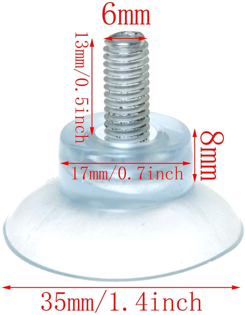  [AUSTRALIA] - SQXBK 10PCS 3.5cm Transparent PVC Strong Suction Cup with M6 Screw Replacement Parts for Glass Table Top