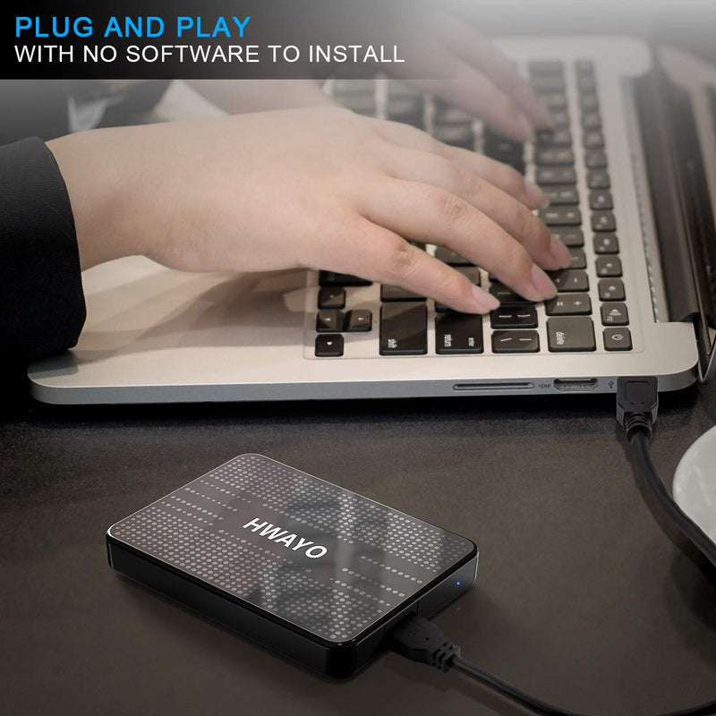  [AUSTRALIA] - HWAYO 120GB Portable External Hard Drive Ultra Slim 2.5'' USB 3.0 HDD Storage for PC, Desktop, Laptop, MacBook, Chromebook Bright Black