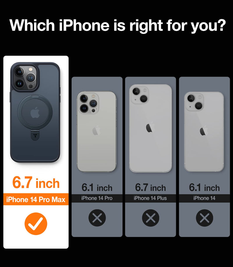  [AUSTRALIA] - TORRAS Magnetic for iPhone 14 Pro Max Case [Compatible with Magsafe] with Stand, [Military Grade Drop Protection] Shockproof Translucent Back Slim Protective Phone Case (2022), Black