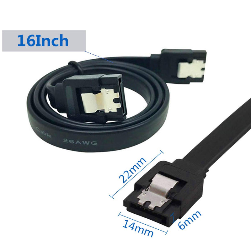  [AUSTRALIA] - ELIATER 6 Pack SATA Cable, Straight SATA III 6Gbps HDD SDD Data Cable with Locking Latch for SATA HDD, SSD, CD Driver, CD Writer, 16-Inch SATA III Straight Data Cable