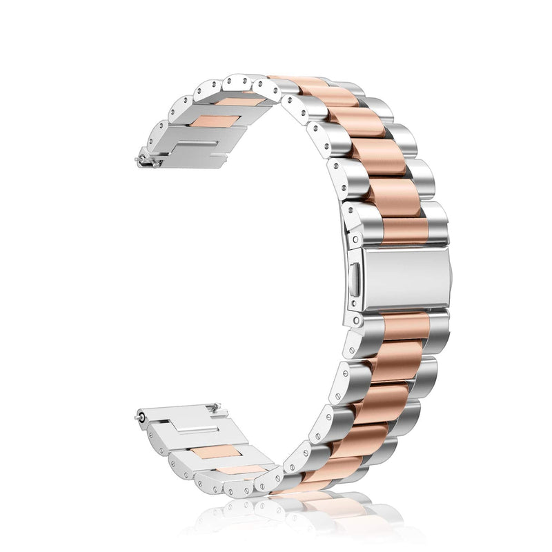  [AUSTRALIA] - Fintie Bands Compatible with Galaxy Watch Active 40mm, 20mm Solid Stainless Steel Strap Compatible with Galaxy Watch Active 2 40mm & 44mm Smartwatch, Rose Gold, Silver