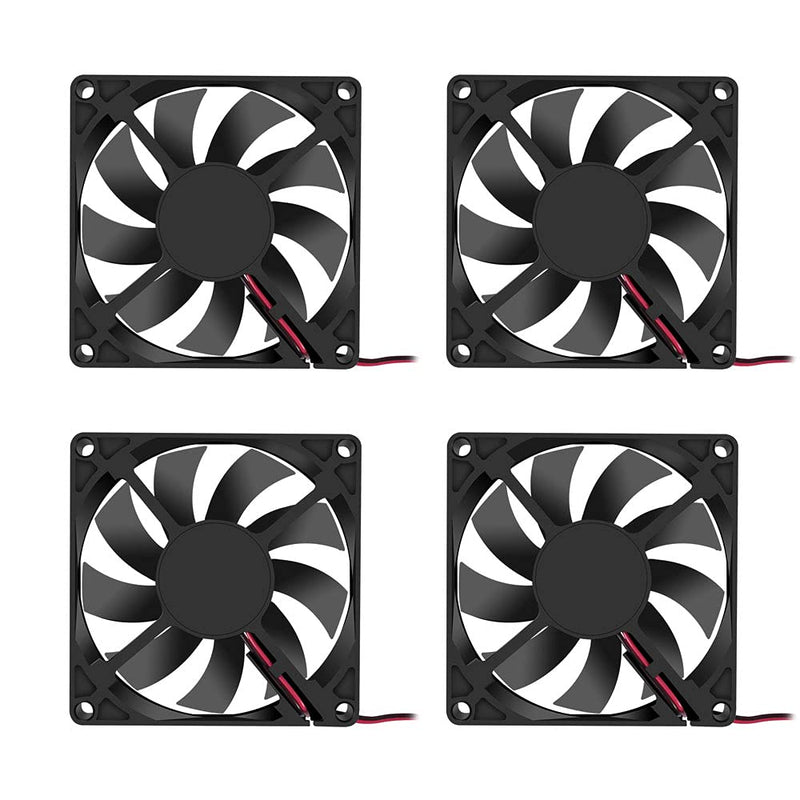  [AUSTRALIA] - Dorhea 4PCS 80x80x15mm Fan 12V 2Pin DC 8015 Brushless Cooling Case Fan for Cooling PC Computer Case CPU Radiator Cooler Fan 2Pin 8015 12V