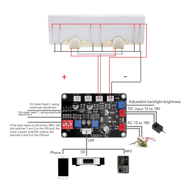  [AUSTRALIA] - Portable VU Meter with Driver Board Kit Adjustment Power Amplifier DB Meter with Backlit for DIY Home Car