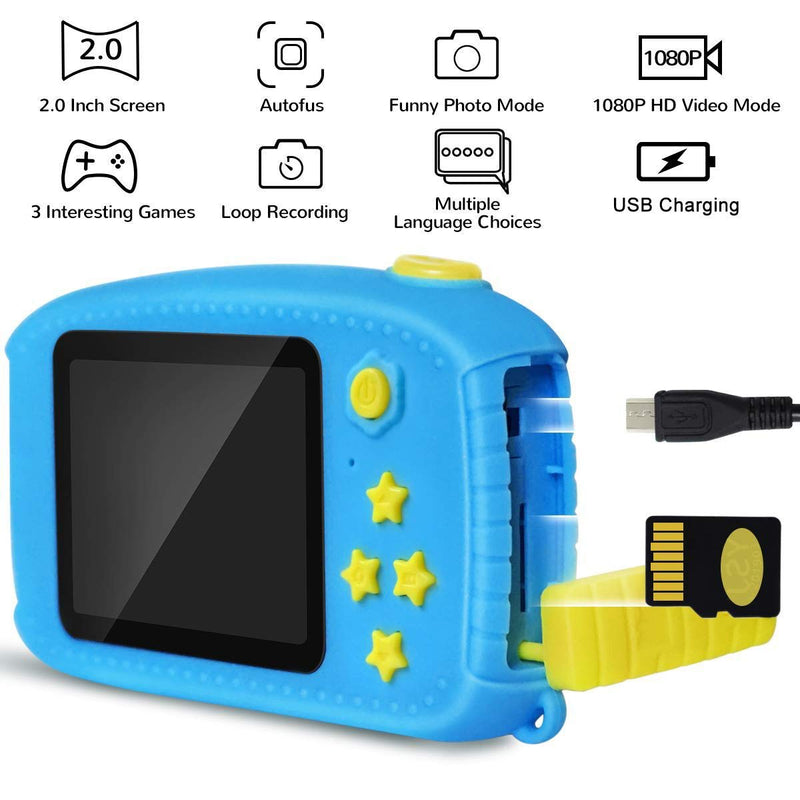  [AUSTRALIA] - Diswoee&Diswoe Upgrade Kids Camera, Christmas Birthday Gifts for Boys Age 3-9, HD Digital Video Cameras for Toddler, Portable Toy for 3 4 5 6 7 8 Year Old Boy-Blue