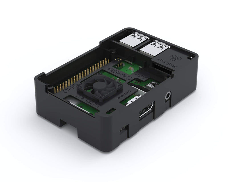  [AUSTRALIA] - MaticBox Case for Raspberry Pi 3 / Pi 2 / Tinker Board – Low Profile, Stackable, Universally Mountable DIN Rail, Automation Friendly, Fan Support (Black) Black