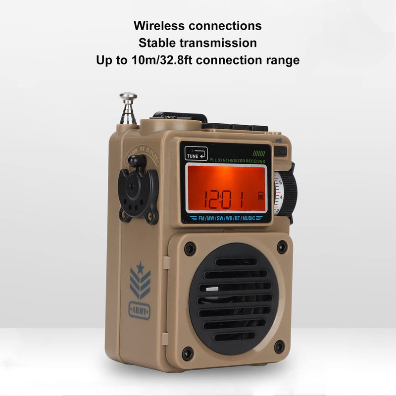  [AUSTRALIA] - ASHATA Digital Radio,HRD‑701 Full Band Timing Portable Bluetooth Radio Music Player,Rechargeable Battery Digital FM Radio Support Memory Card for Home Outdoor(Khaki) Khaki
