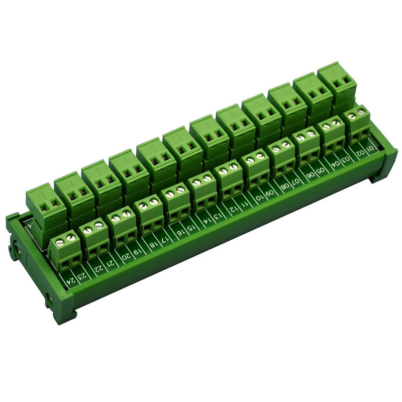  [AUSTRALIA] - Electronics-Salon DIN Rail Mount Pluggable 12x2 Position 10A / 300V Screw Terminal Block Distribution Module. (Top Wire Connects) Top Wire Connects