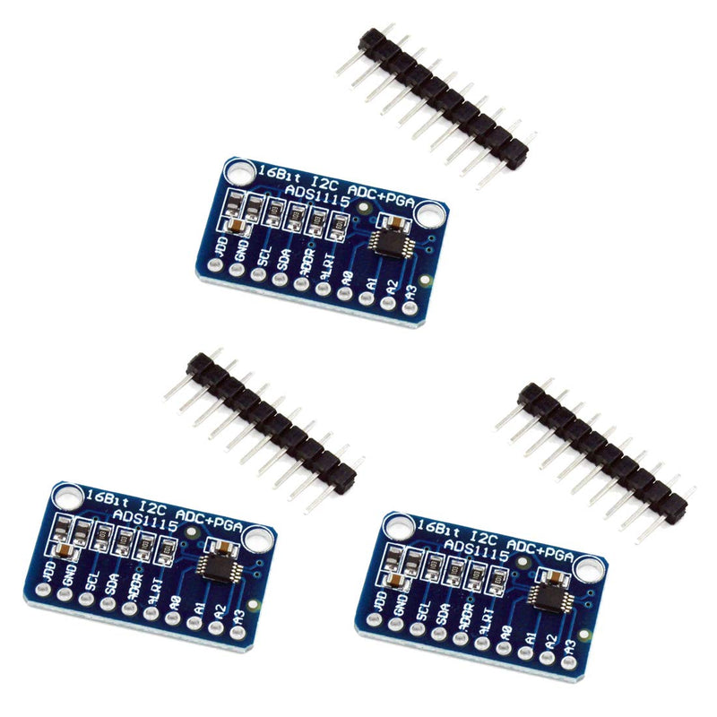  [AUSTRALIA] - HiLetgo 3pcs ADS1115 16 Bit 16 Byte 4 Channel I2C IIC Analog-to-Digital ADC PGA Converter with Programmable Gain Amplifier High Precision ADC Converter Development Board for Arduino Raspberry Pi