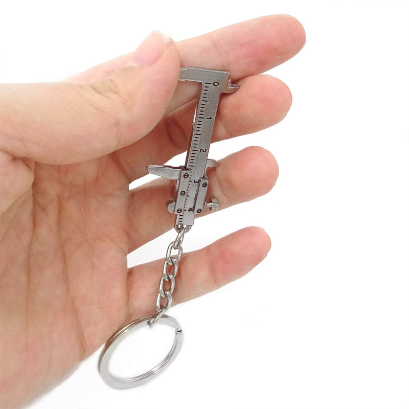  [AUSTRALIA] - Honbay 2PCS Mini Metal Movable Vernier Caliper Ruler Key Chain Keyring for Men Women