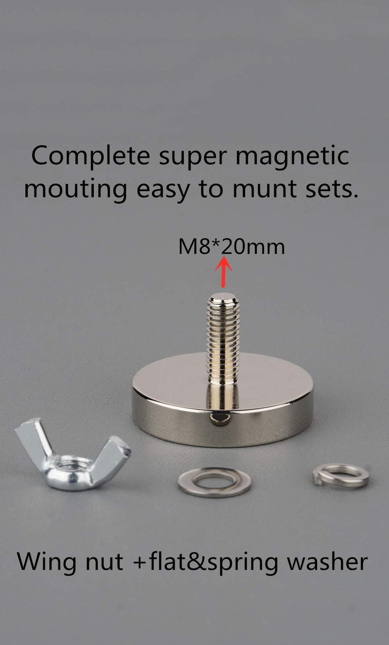 MUTUACTOR 2PCS 150lb Super Powerful Neodymium Round Magnet with M8 Male Threaded Stud,Strong Magnetic Mounting for lightings, Tools,fixtures and DIY Hardware Assembly - LeoForward Australia