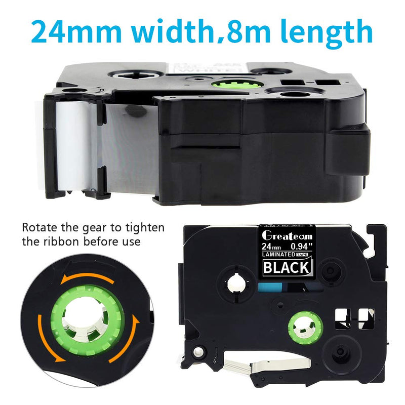  [AUSTRALIA] - Black Label Tape 24mm Replaced for Brother TZe-355 TZe TZ Black Tape 24mm 0.94 Laminated Black, 1 Inch Ptouch Label Tape for Brother P-Touch Label Maker PTD600 PT-P700 PT-P710BT P750W, 5 Packs 0.94inch (24mm)