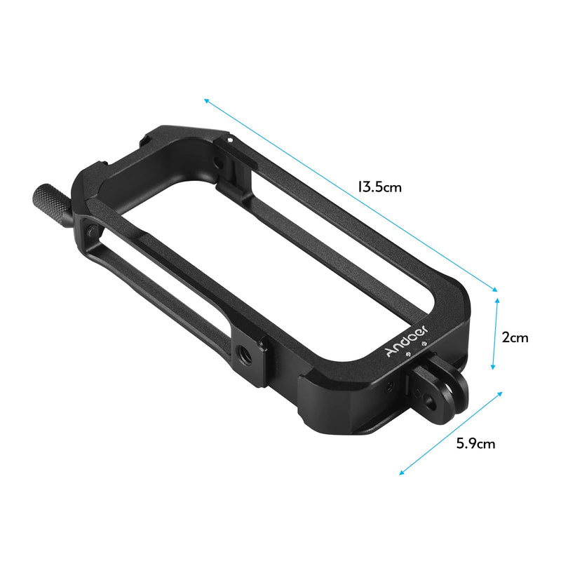  [AUSTRALIA] - Action Camera Protective Cage Case, Andoer C-ONE X2 Protective Cage Case Action Camera Rig with Cold Shoe Mount Universal 1/4-inch Thread Magnetic Action Camera Mount for Insta360 ONE X2