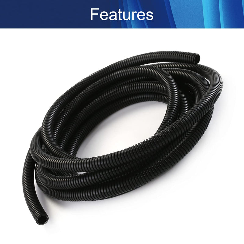  [AUSTRALIA] - Aicosineg Cable Sleeves 16.4ft 1/2 Inch Electrical Conduits Non-Split Wire Loom Tubing Corrugated Tube Polyethylene Hose Cover for Home Outdoor Automotive Marine Wire Harness Wrap Black 1PCS